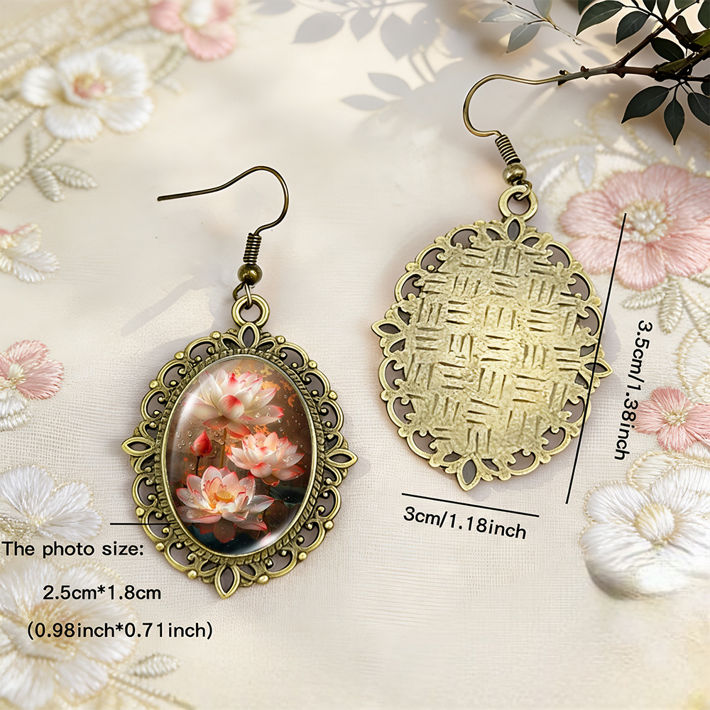 Minimalist Lace Earrings with Blooming Lotus Flowers